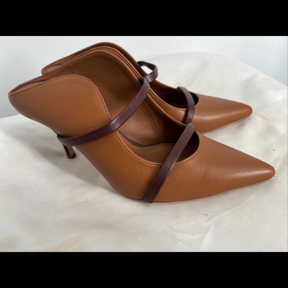 MALONE SOULIERS Women's Pointed Toe AUREEN Brown Nappa Leather Mule Size 36 70MM